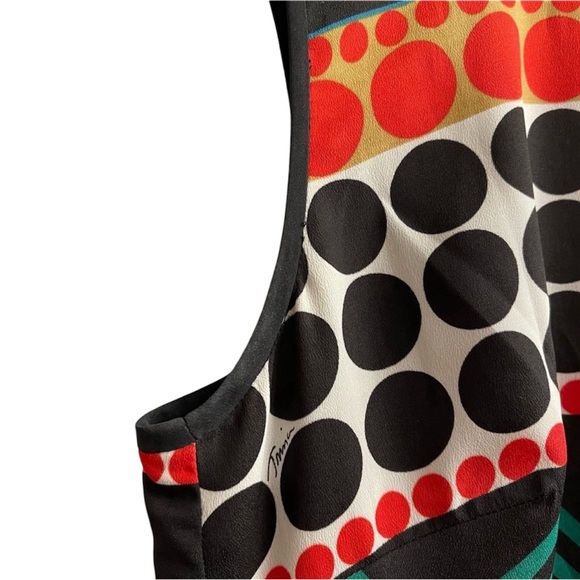 Trina Turk Polka Dot Sleeveless Pleated Dress Vintage Style Silk Size 2 - Picture 6 of 8